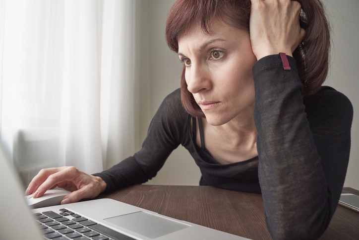 woman with ptsd on telehealth appointment
